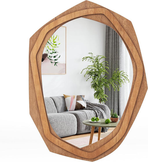 Irregular Farmhouse Wall Mirror, 35" X26" Large Farmhouse Decorative Mirror, Asymmetrical Wall Mounted Mirror for Entryway, Bathroom, Living Room