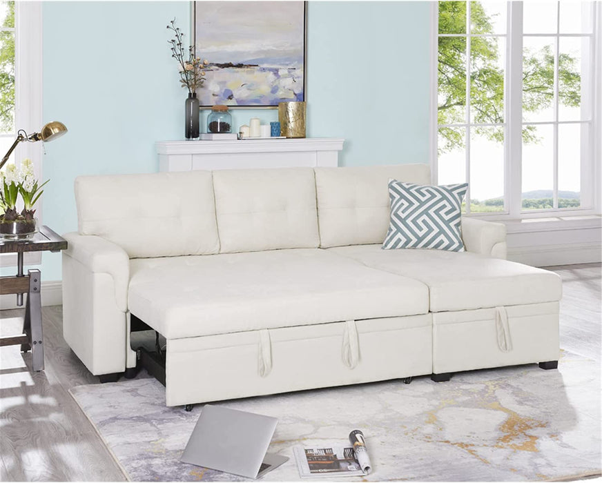 L-Shape Velvet Sleeper Sofa with Storage