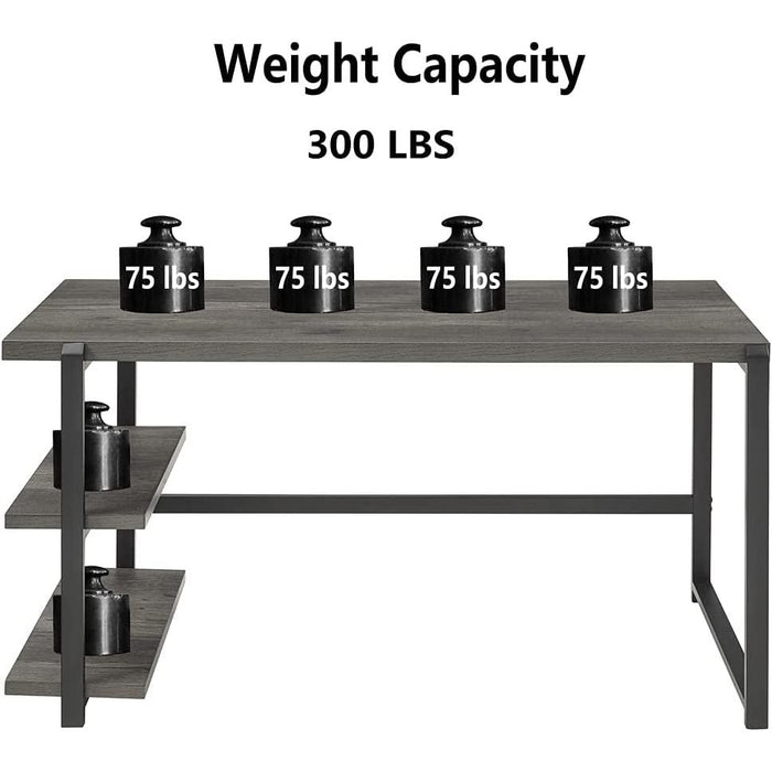 Rustic Industrial Computer Desk with Shelves