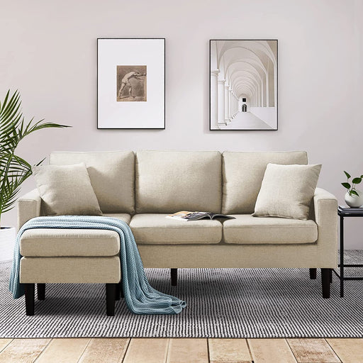 Beige Convertible 3-Seat Sectional Sofa