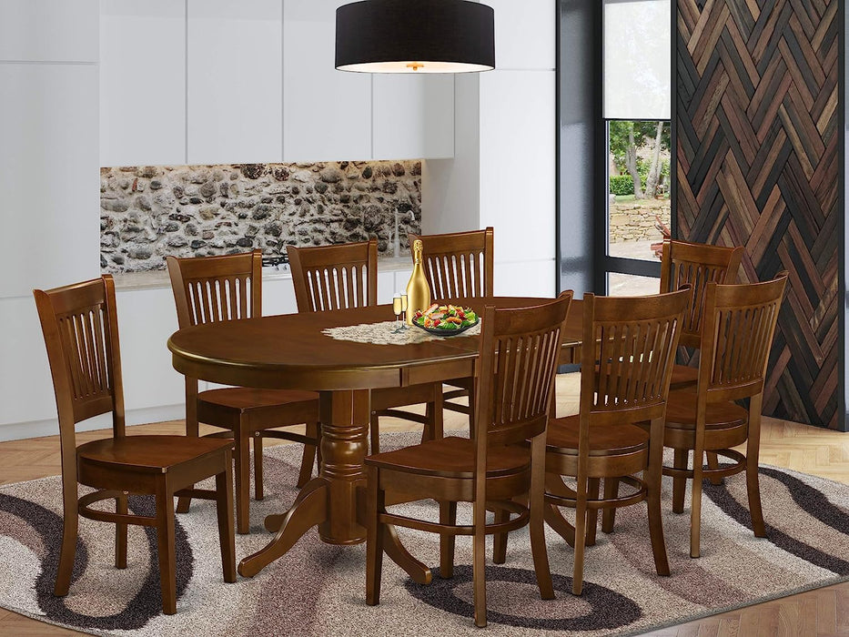 9-Piece Dining Room Set with Leaf, Table and Chairs for 8