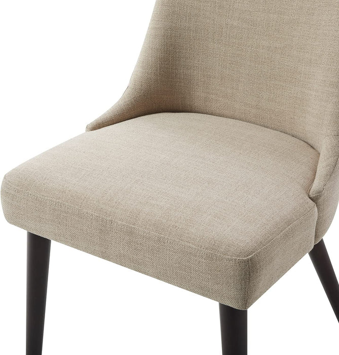 Set of 2 Flax Beige Fabric Dining Chairs