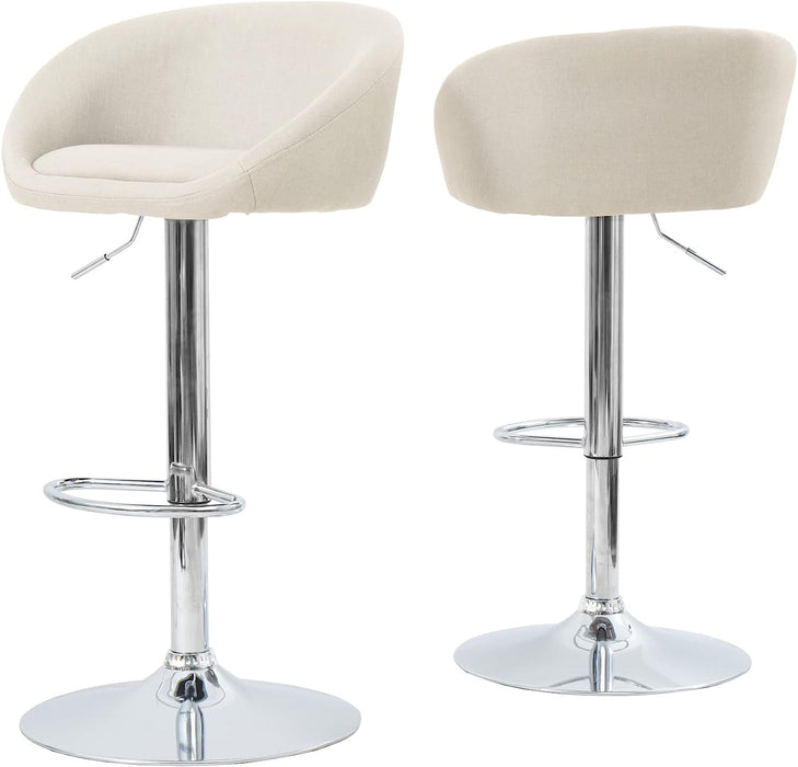 Linen Fabric Counter Height Barstools, Set of 2