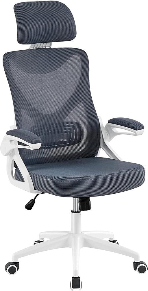 Adjustable High-Back Mesh Office Chair, White/Gray