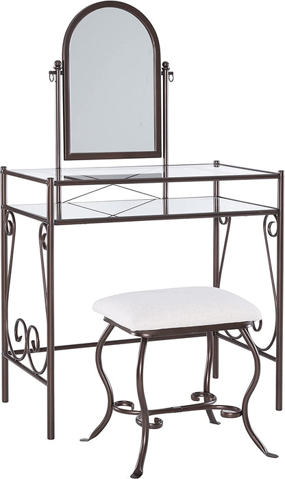 Dark Metal Vanity Table Set