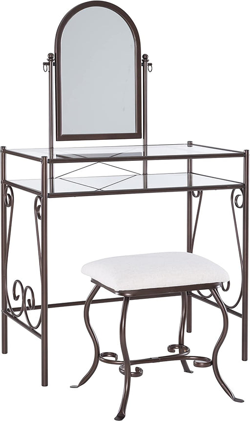 Dark Metal Vanity Table Set