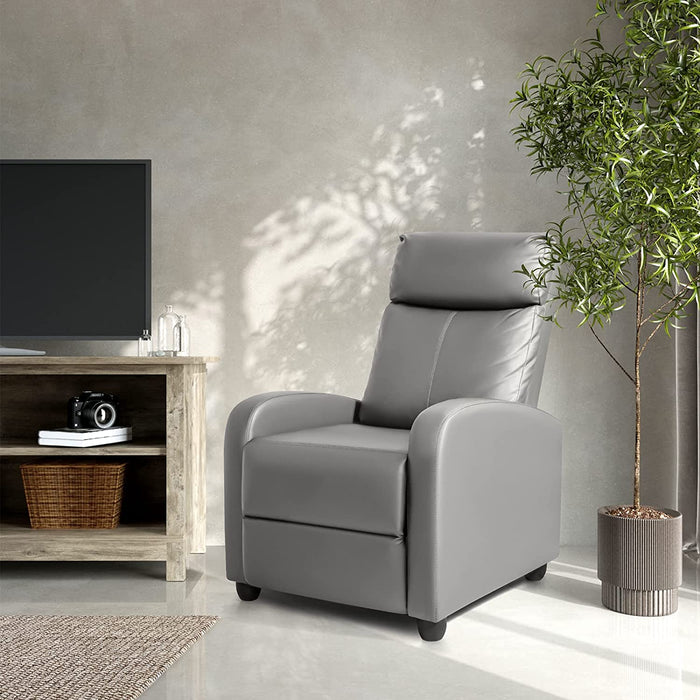 Padded Leather Recliner Club Chair (Gray)