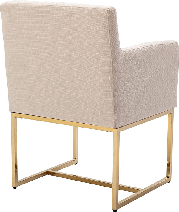 Cream Armrest Upholstered Dining Chairs Set of 4