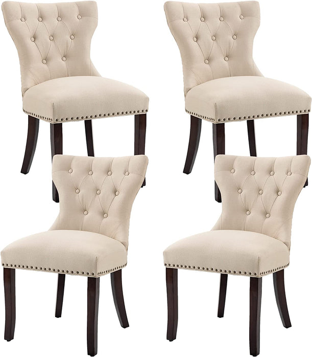 Tufted Fabric Dining Chairs Set of 4