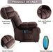 Massage Recliner Chair with Heat and Overstuffed Fabric (Brown)