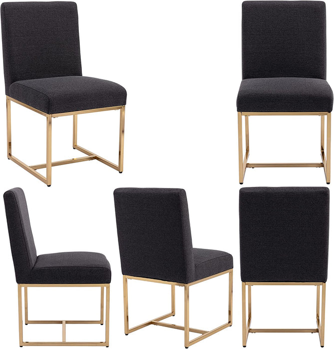 Set of 6 Linen Upholstered Dining Chairs, Charcoal
