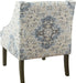 Antiqued Blue Velvet Armchairs with Swooping Design