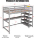 Twin Size Loft Bed with Storage Shelves and Desk