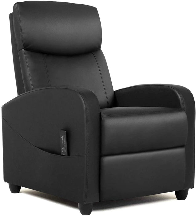 Black PU Leather Massage Recliner Chair