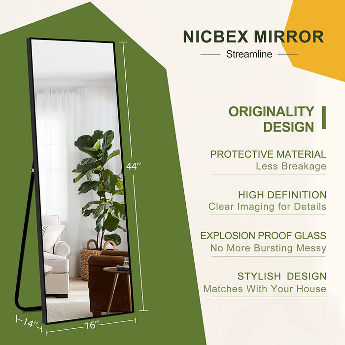 Large Black Aluminum Alloy Wall Mirror