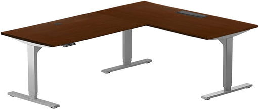 Adjustable L-Shaped Standing Desk - Dark Cherry/Grey