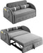 Grey Velvet Sofa Bed with Pull-Out and Pockets