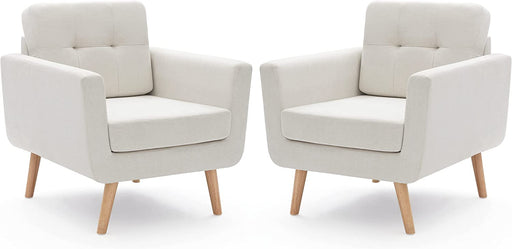 Mid Century Accent Chairs in Light Beige