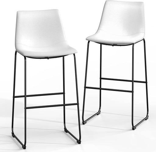 Retro Bar Stools Leather with Metal Legs Set of 2