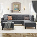 Modern Tufted L-Shape Sectional Sleeper Sofa, Gray