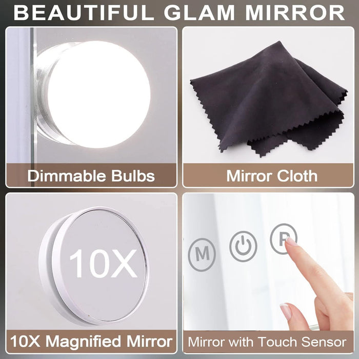 Detachable 10X Magnifying LED Vanity Makeup Mirror