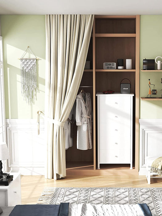 Tall White Fabric Dresser Storage Tower