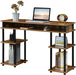 Barnwood/Black Student Desk with Shelves, No Tools