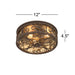 Rustic Flush Mount Outdoor Ceiling Light Fixture Dark Walnut Iron Scroll 12" Champagne Water Glass Damp Rated for Patio Porch