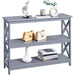 Gray 3-Tier Console Table with Storage Shelves