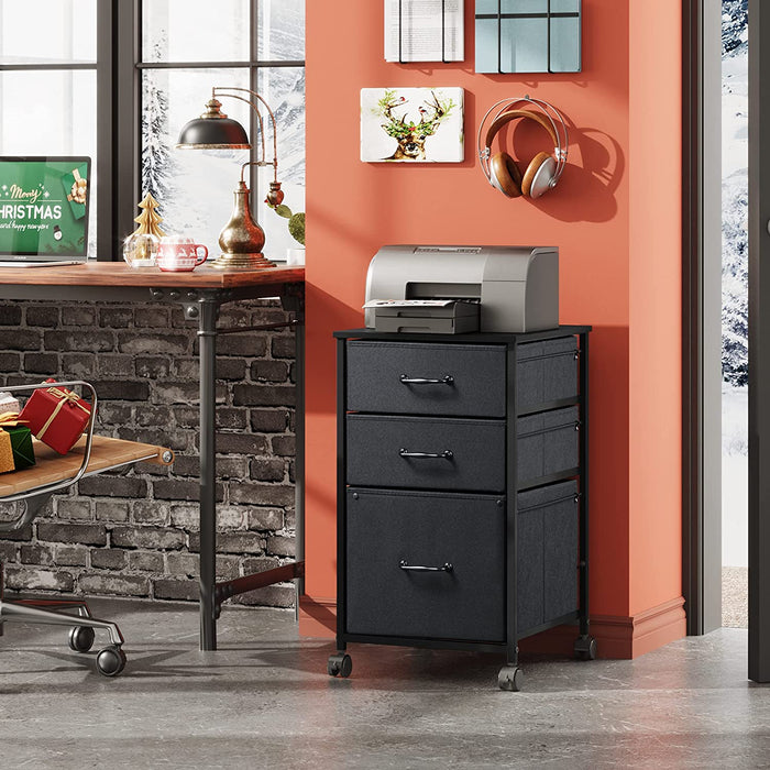 Rolling 3-Drawer Filing Cabinet for Home Office