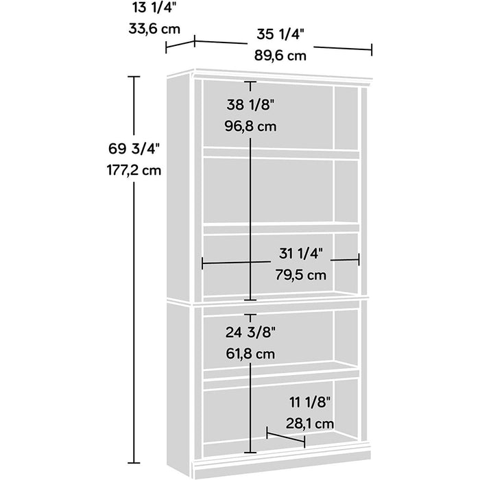 White Plank Bookcase with 5 Shelves