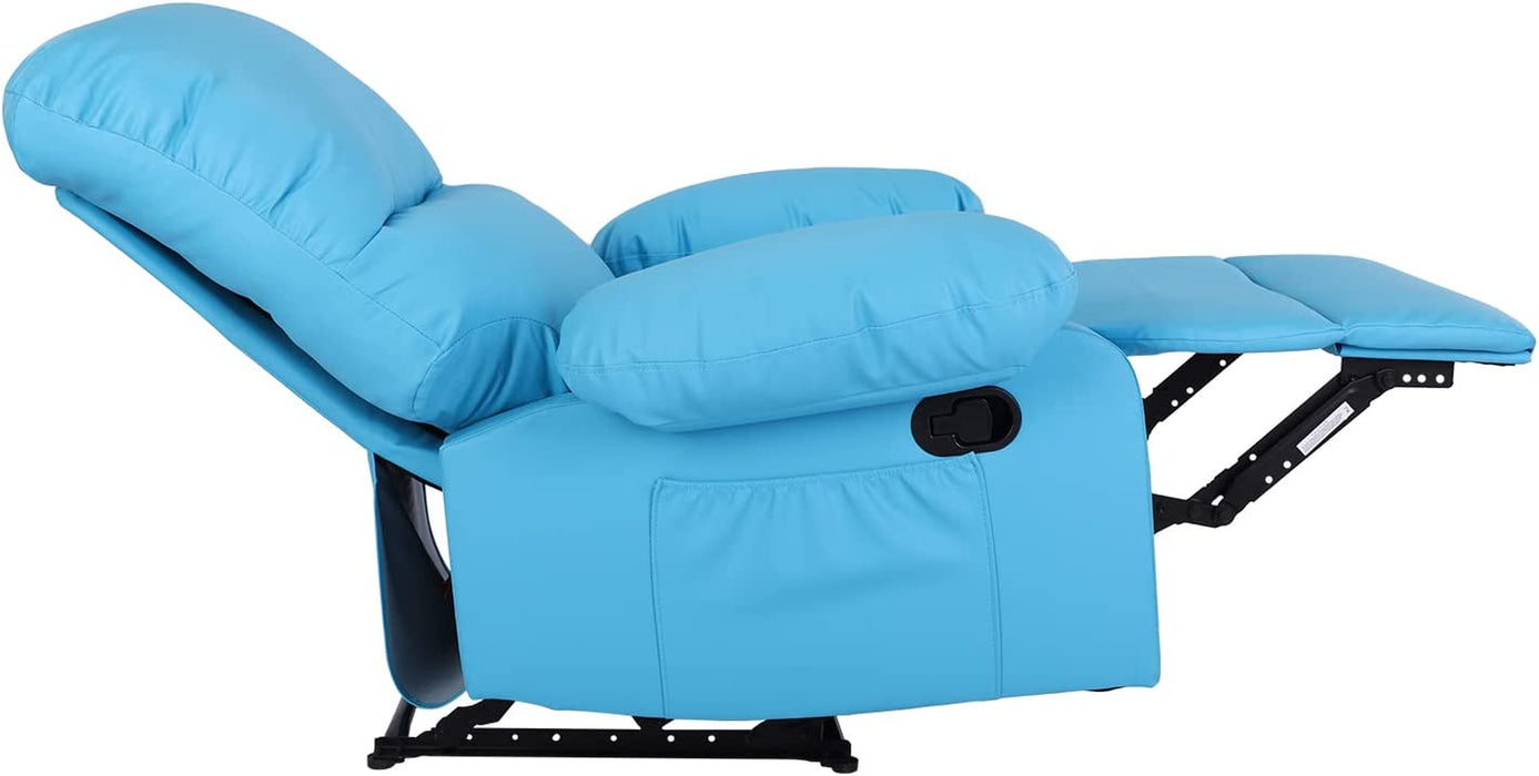 Massage Recliner Chair with Heat, Faux Leather, Bright Blue