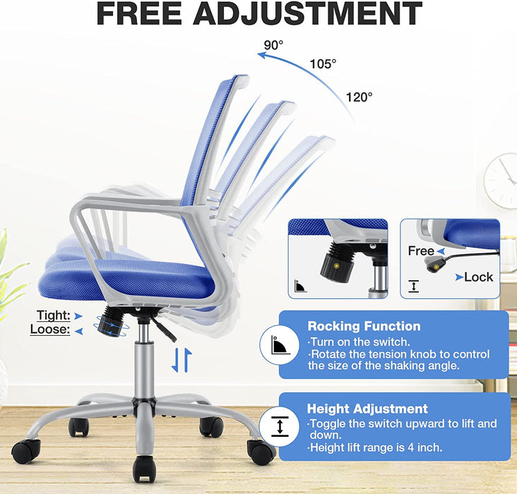 Ergonomic Blue Office Chair with Lumbar Support