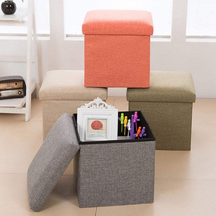 Linen Storage Ottoman Cube Footrest Seat