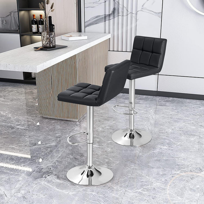 Modern PU Leather Adjustable Barstools Set of 2