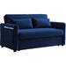 Blue Velvet Convertible Sofa Bed with Adjustable Backrest