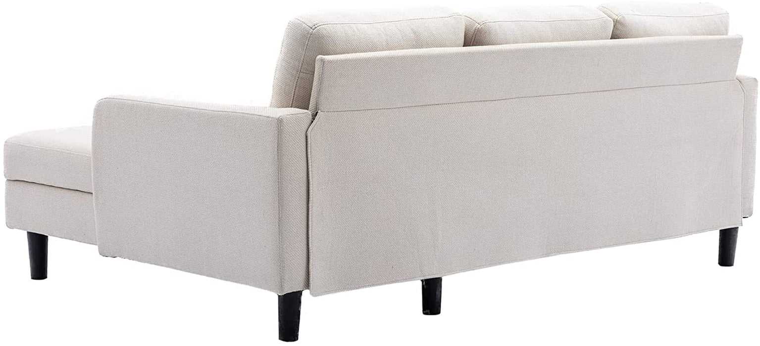 Beige L-Shaped Sleeper Sofa with Storage