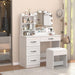 White Vanity Set with Lights and 4 Drawers