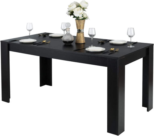 Modern Farmhouse Rectangular Dining Table, 63", Black