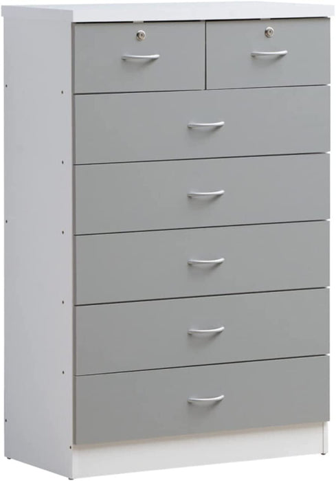 7-Drawer Grey Dresser with Top Locks