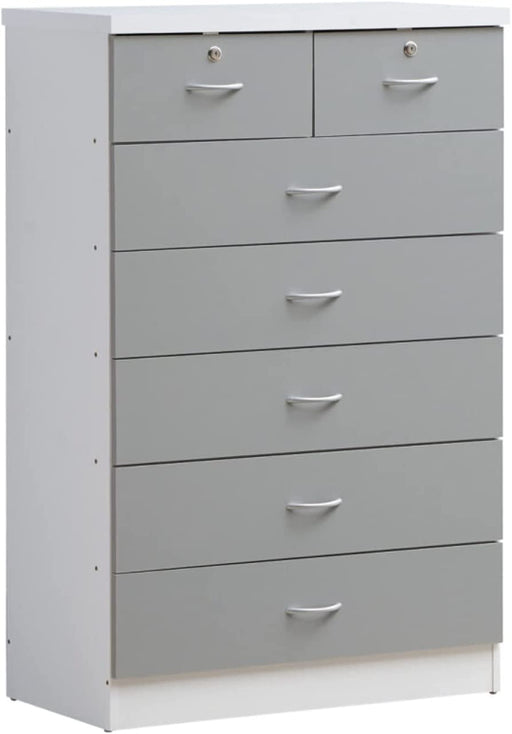 7-Drawer Grey Dresser with Top Locks