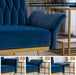 Blue Velvet Convertible Sofa Bed with Metal Legs