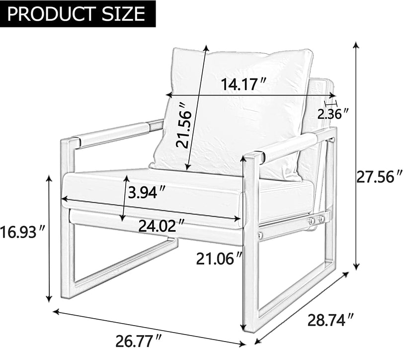 Mid-Century PU Leather Armchair with Metal Frame