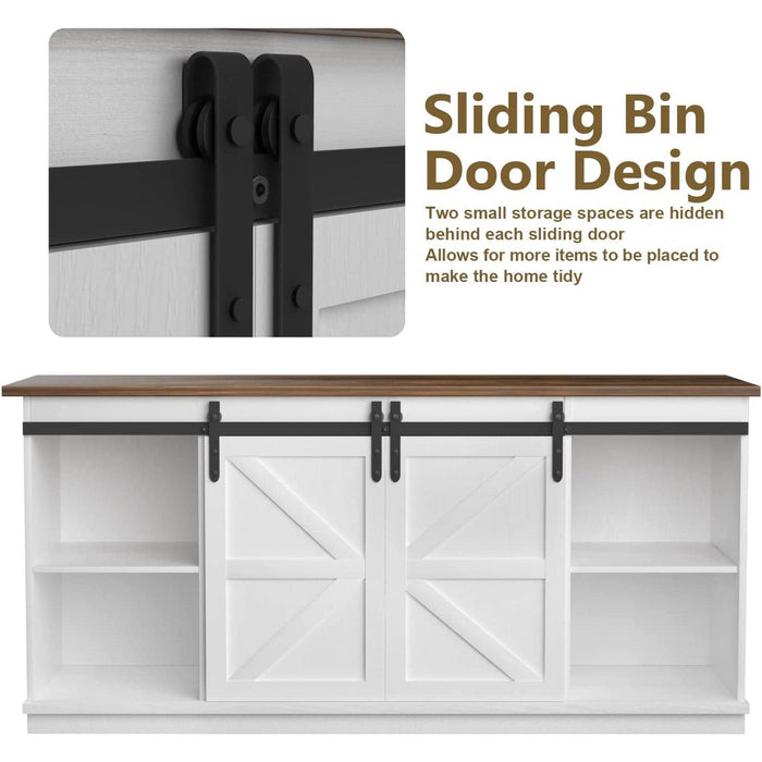 65-Inch Farmhouse TV Stand with Sliding Barn Doors