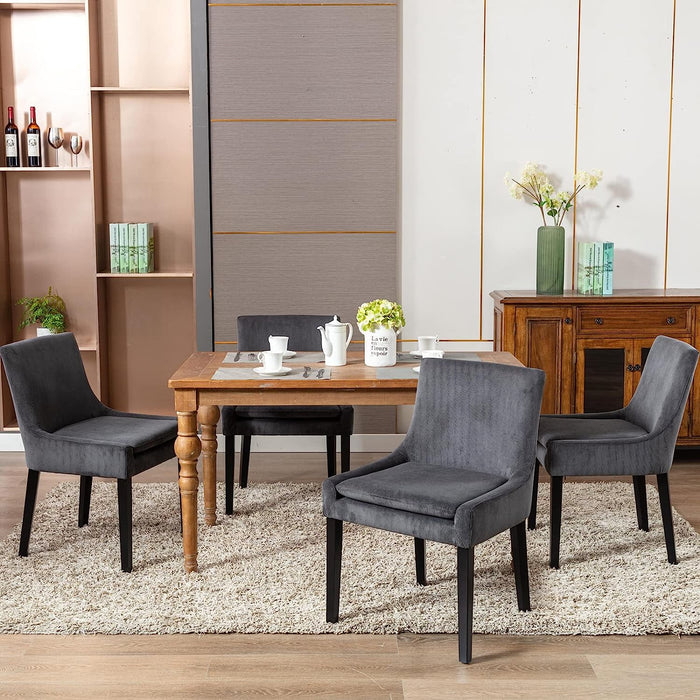 Modern Upholstered Corduroy Dining Chairs Set of 6, Grey