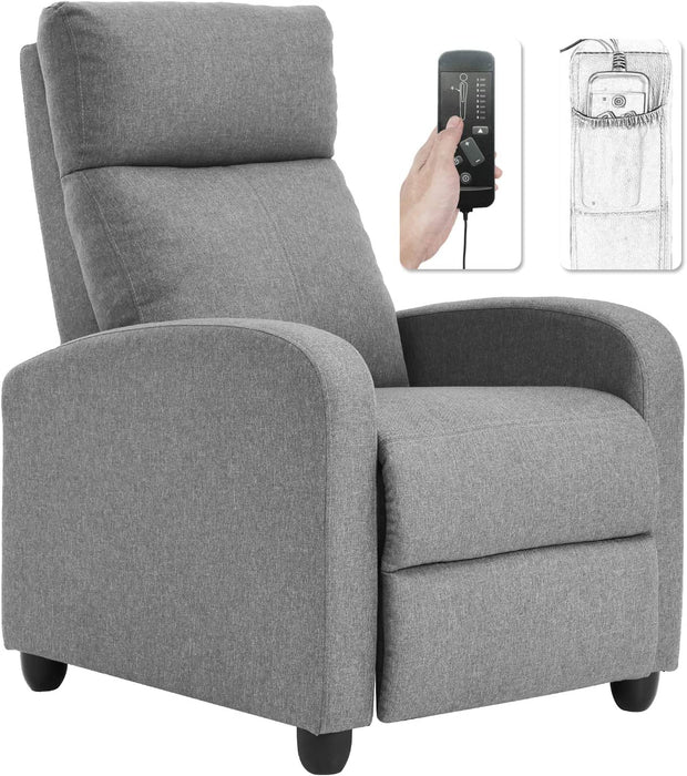 Grey Fabric Padded Seat Backrest Recliner Sofa