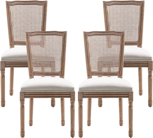 Rattan French Bistro Farmhouse Dining Chairs Set of 4