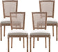 Set of 4 French Country Rattan Back Dining Chairs