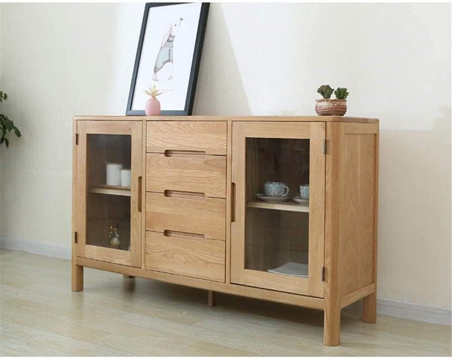 White Oak Entryway Storage Buffet Server Cabinet