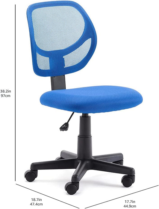 Blue Swivel Office Chair with Low-Back Design